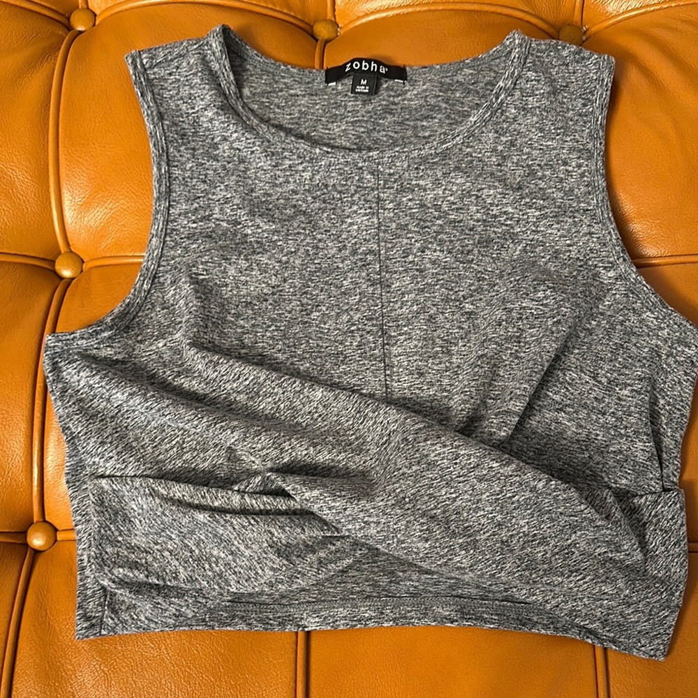 Zobha Gray Fitted Crop Tank Top